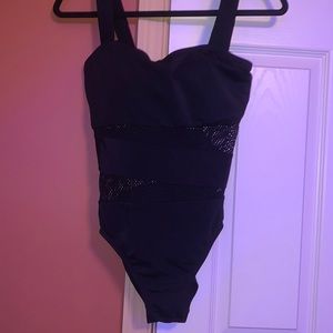 Black bathing suit with mesh throughout
